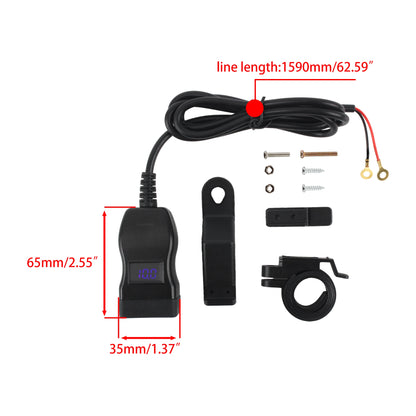 PD QC3.0 Motorcycle USB Fast Charger 12V Power Supply Adapter 60W Handlebar USB Type C Socket with Switch Voltmeter Waterproof