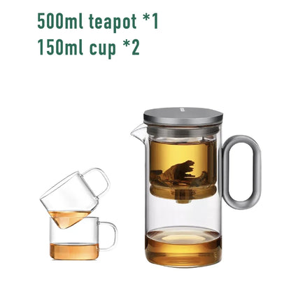 Samadoyo-Magnetic Switch Tea Pot, High-End Tea Set, Tea Water Separator, Household Tea Making Tool, Heat-Resistant Glass Tea Dis