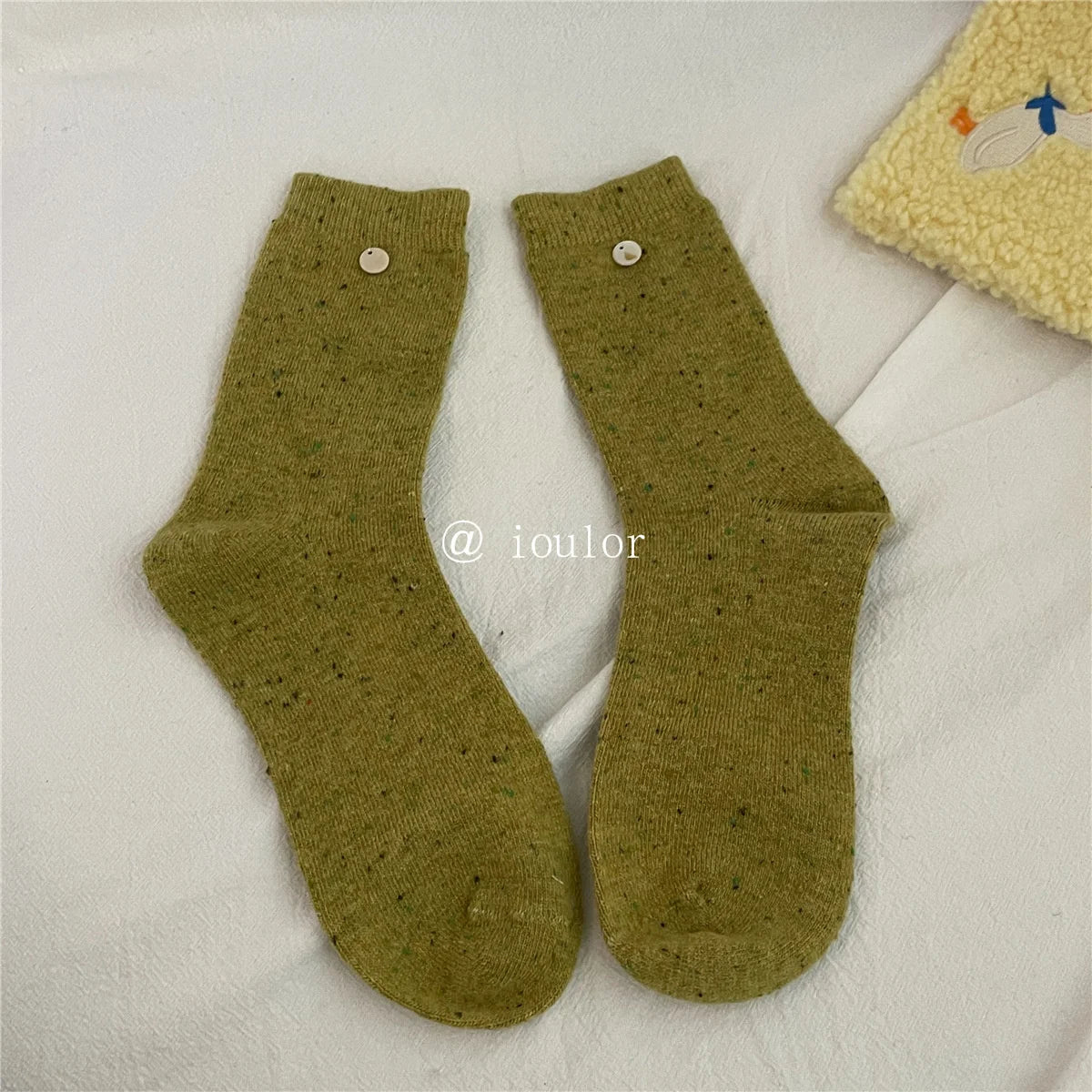 SP&CITY Colored Dotted Sheep Woolen Socks Women's Winter Warm Keeping Middle Tube Socks Casual Thick Korean Fashion Stockings