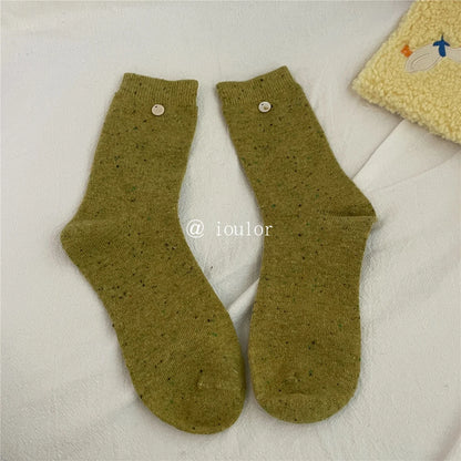 SP&CITY Colored Dotted Sheep Woolen Socks Women's Winter Warm Keeping Middle Tube Socks Casual Thick Korean Fashion Stockings