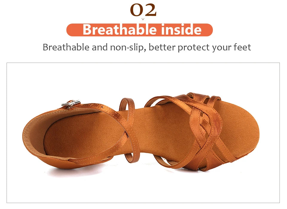 DKZSYIM New Latin Dance Shoes Women Ballroom Tango Dancing Shoes Suede Soles Silk Party Salsa Dance Shoes for Ladies Sandals
