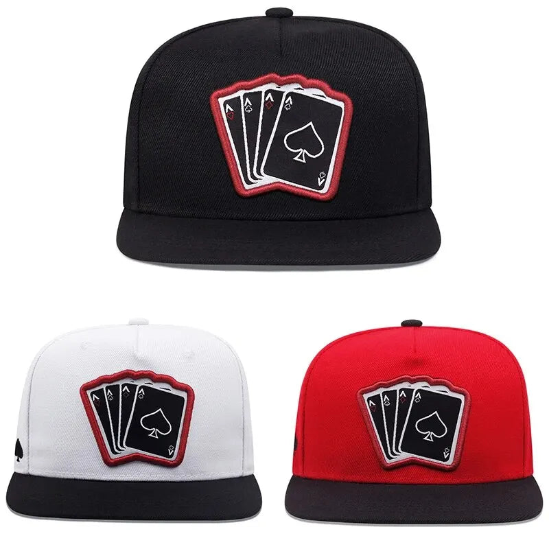 2024 New Fashion Hip Hop Cap Men Women Adjustable Playing Card Embroidered Baseball Caps Outdoor Sun Hat Unisex Snapback Hats
