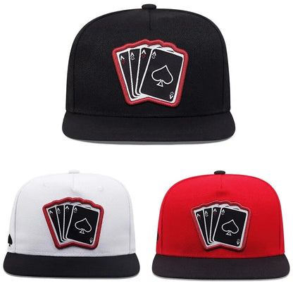 2024 New Fashion Hip Hop Cap Men Women Adjustable Playing Card Embroidered Baseball Caps Outdoor Sun Hat Unisex Snapback Hats
