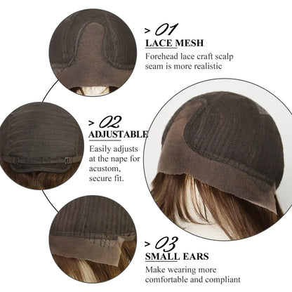 Hand-Tied Lace Front Wig Ombre Blonde Remy 100% Human Hair Wigs Natural Layered Bob HD Transparent Lace Frontal Hairs for Women