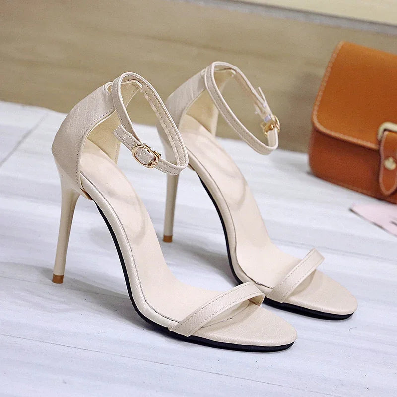 New Sexy Elegant Banquet Party High Heels Summer Solid Color Simple Fashion Buckle Comfortable Casual Sandals for Women