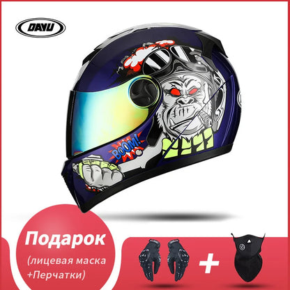 Motorbike Helmet  For Adults Motocross Helmets Casco Motorbike Helmet Full Face  Modular Dual Lens Double Visors