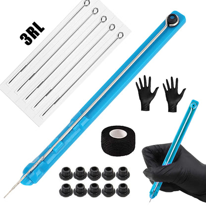 Hand Poke and Stick Tattoo Kit with Poke Tattoo Needles Holder Ink Accessories Set for DIY 3D Hand Poke Stick Tattoo Kit