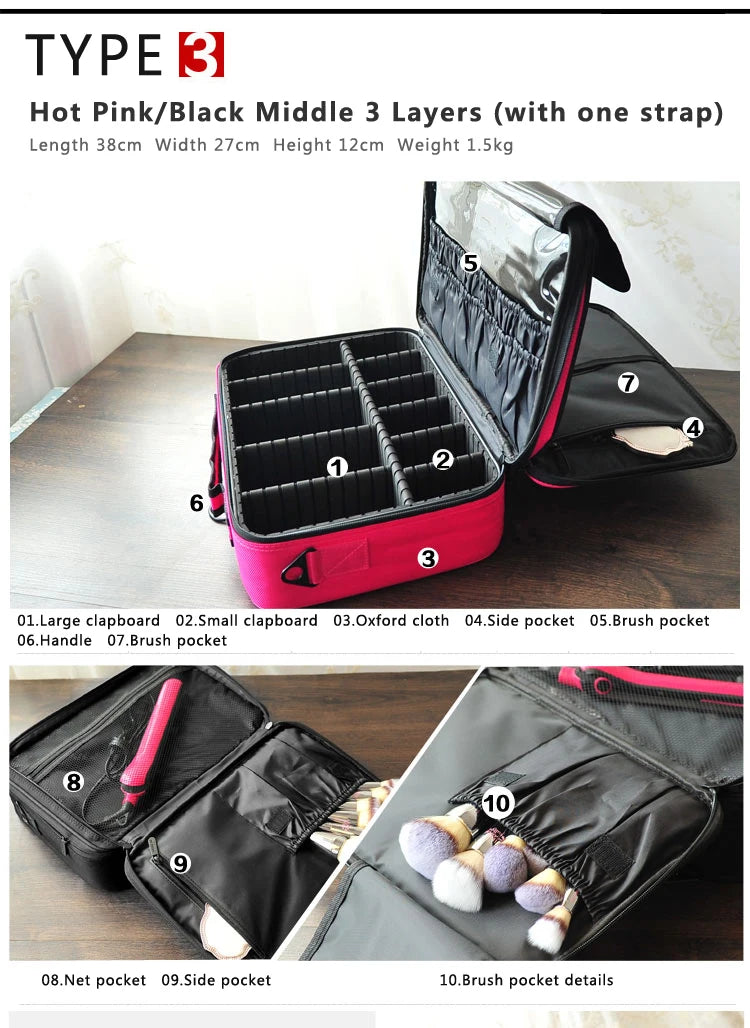 New Oxford Cloth Makeup Bag For Women Professional Large Capacity  Travel Cosmetic Case