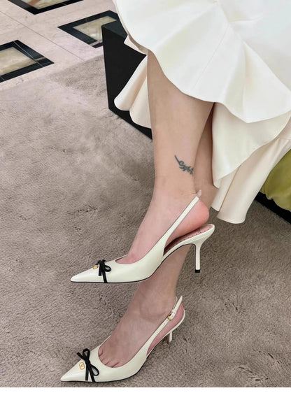 Heels Sandals Gladiator Summer Luxury Brand 2026 Bow Women High Heels Pointed Toe Designer Elegant Slingbacks Party Ladies Shoes
