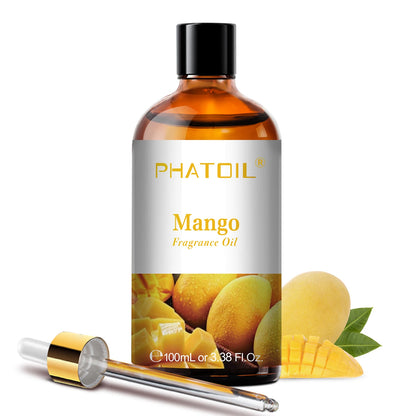 PHATOIL 100ml Aromatherapy Fragrance Oil with Glass Dropper Lime Coconut Strawberry Cherry Watermelon Lemon Mango Aroma Oils