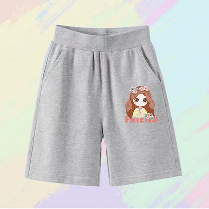2025 Girls Summer Cat Ear Print Shorts Kids Elastic Waist Beach Short with Pocket Sports Short Pants Kids Cute Clothes 3-14y