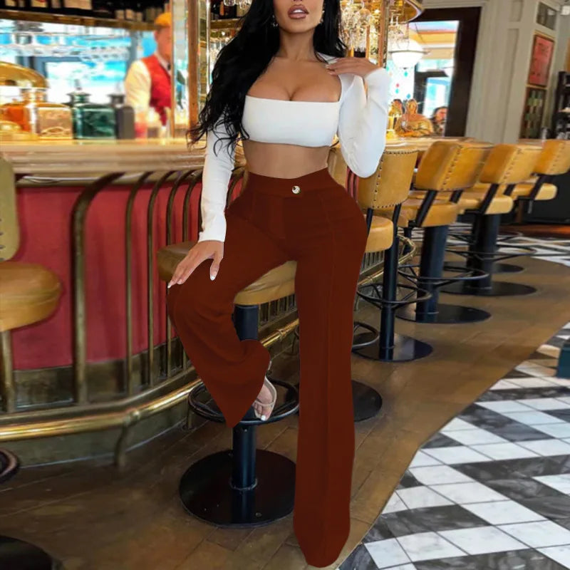 Women Flared Wide-leg Pants New 2026 Fashion Temperament Commuting Pants Versatile Fashionable Casual Wide Leg Pants Trousers