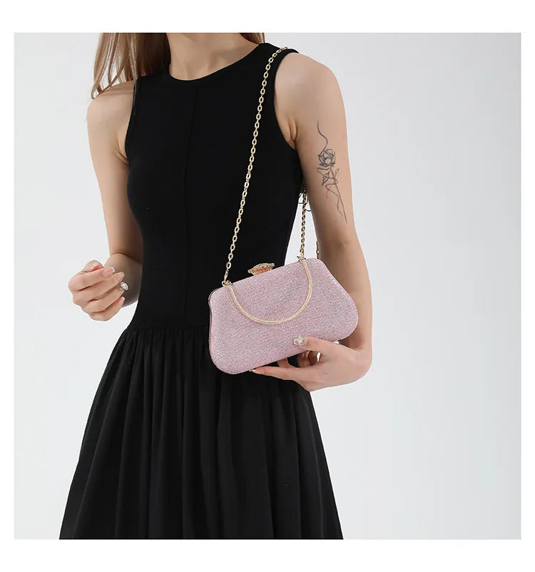 Luxury High Design Women Evening Bag Brand Party Banquet Glitter Bag for Ladies Wedding Clutch Handbag Shoulder Bag Chain Bolsas