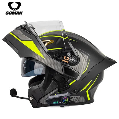 SOMAN Modular Helmet Flip Full Face Motorcycle Helmet Dual Visor Lens Racing Casco casque moto approved 오토바이핼멧
