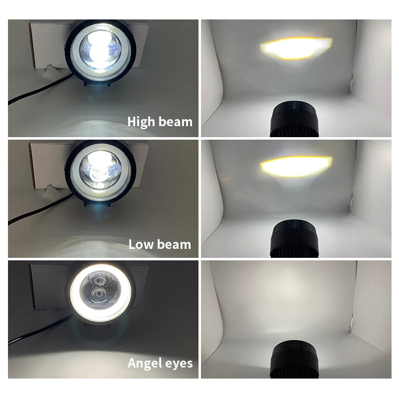 Motorcycle Headlights 3 Inch 30W Round Angel Eyes LED Lens Spotlights Fog Lamp Beam Motorcycle Accessories Driving Work Light