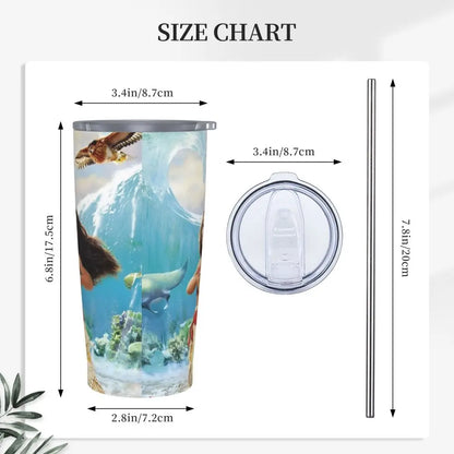 Moana and Pua Cartoon Movie Insulated Tumbler with Straws Stainless Steel Coffee Mugs Double Wall Car Bottle Cups 20oz