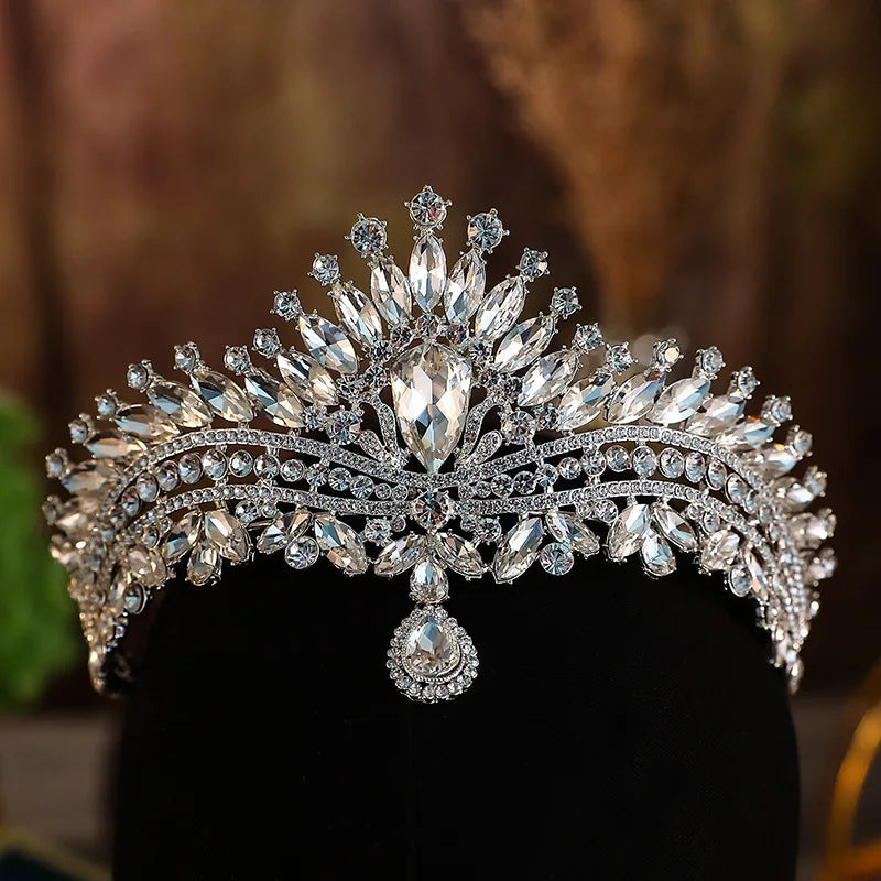 KMVEXO Baroque Luxury Crystal Bridal Tiaras Cubic Zircon Crown Rhinestone Pageant Diadem Headpieces Wedding Hair Accessories
