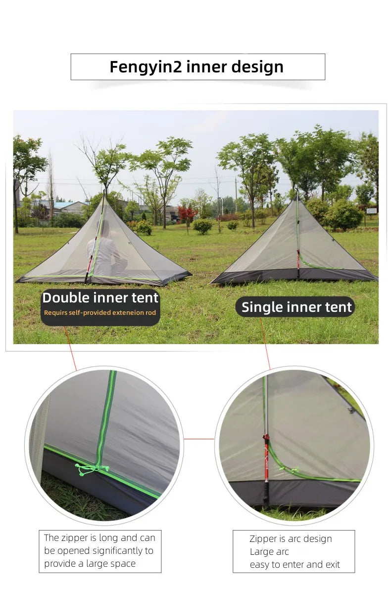 ASTA GEAR Fengyin2 Pyramid Tent Outdoor Ultralight 20D nylon Tent Camping Windproof Hiking Backpacking
