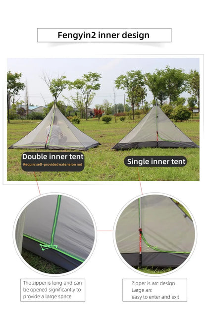 ASTA GEAR Fengyin2 Pyramid Tent Outdoor Ultralight 20D nylon Tent Camping Windproof Hiking Backpacking