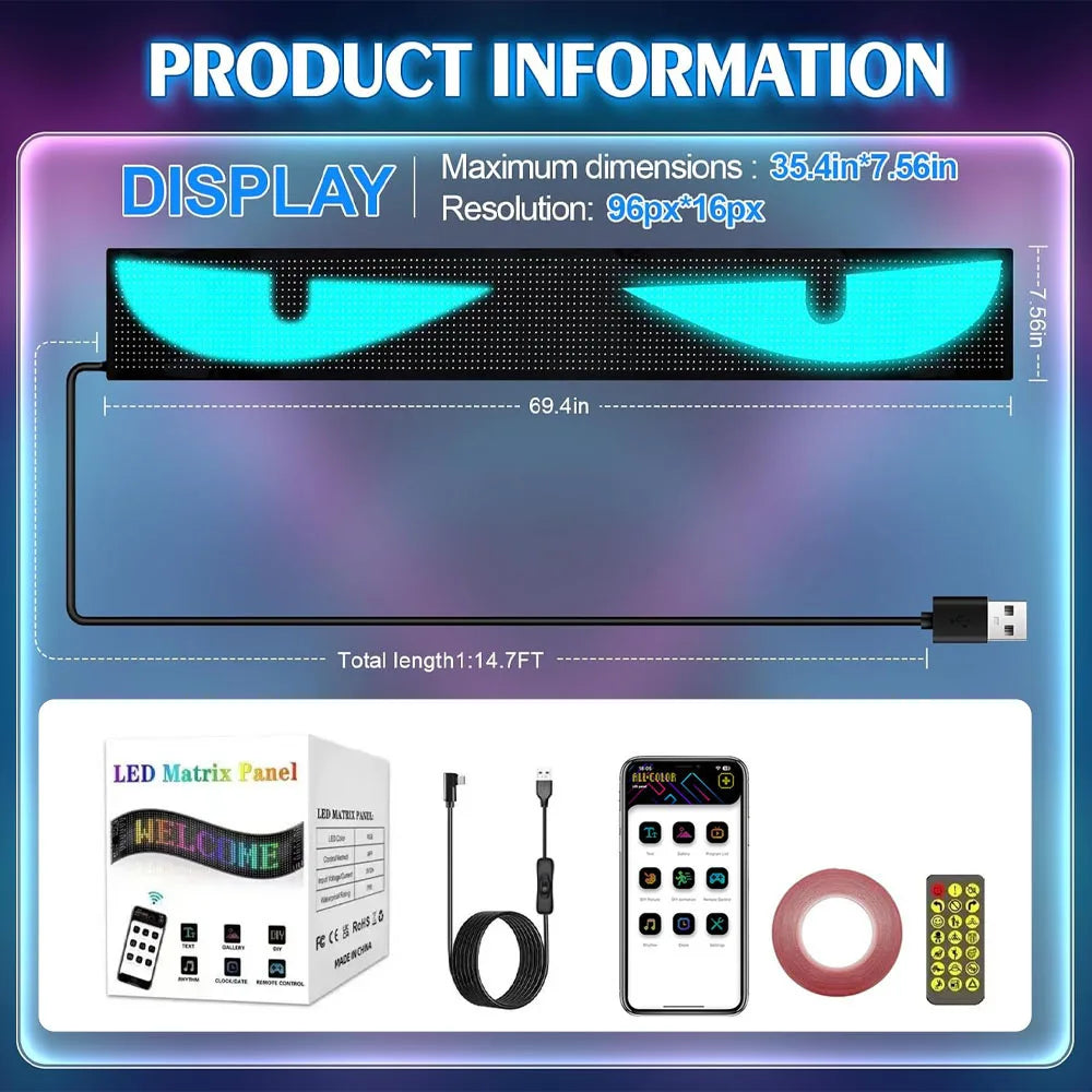 16*32 LED Devil Eye Lights for Motorcycle Windshield,Programmable Matrix Pixel Panel with App/Remote Control for Motorcycle