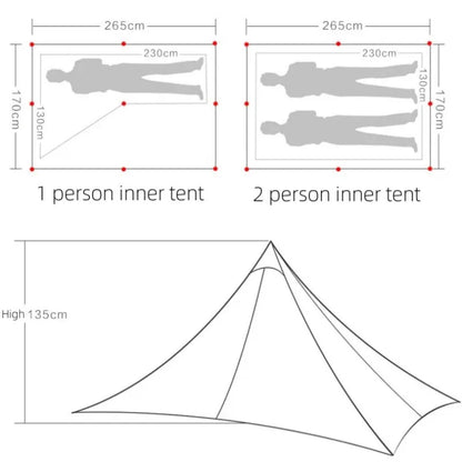 ASTA GEAR Fengyin2 Pyramid Tent Outdoor Ultralight 20D nylon Tent Camping Windproof Hiking Backpacking