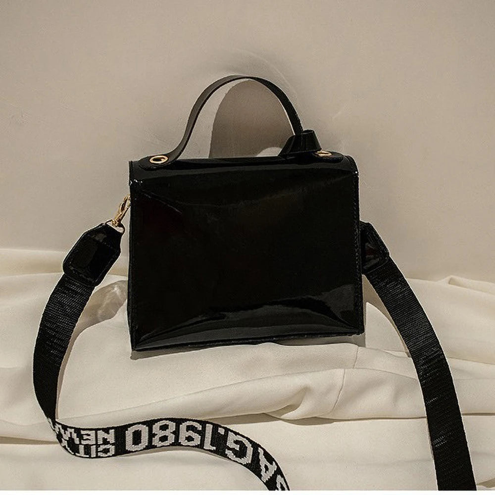 Bright Leather Kelly Bag - Printed Shoulder Crossbody Purse, Women's Easy-to-Match Fashion Handbag