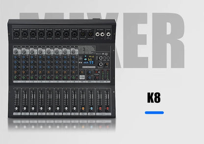 8/12 Channel Digital Mixer Audio Console 100 DSP Effects Bluetooth USB MP3 DJ Reverberation Sound Mixing Console