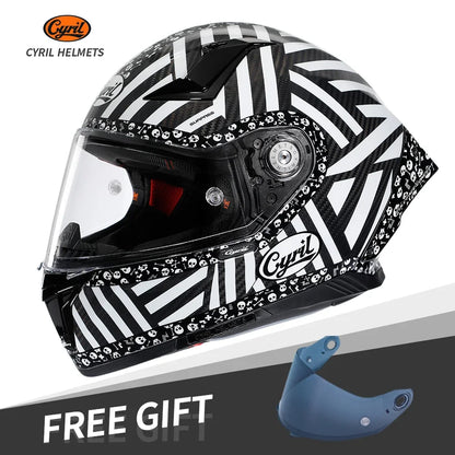 Unisex Lightweight Carbon Fiber Kevlar Full Face Motorcycle Street Bike Helmets Racing Helmet DOT ECE Approved CYRIL Casque Moto