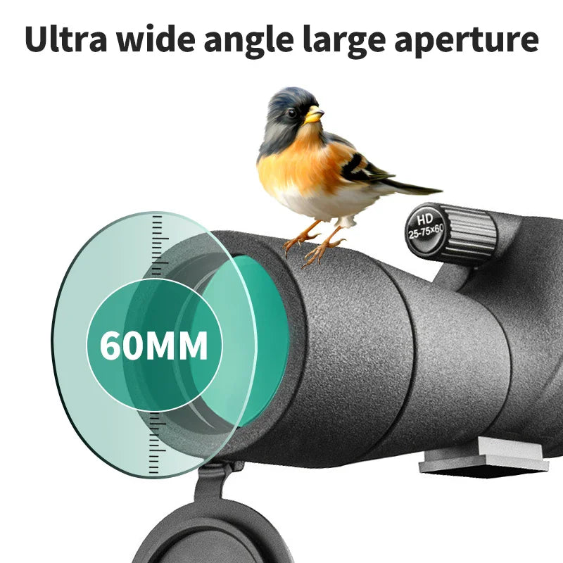 25-75x60 Telescope Spotting Scope Powerful Zoom Monocular FMC BAK4 Waterproof For Bird Watching Target Shotting With Tripod