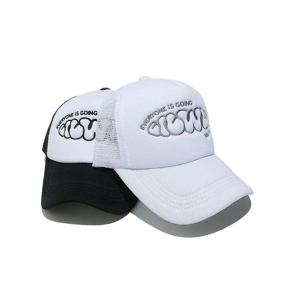 Sunscreen Cap EVERYONE IS GOING Baseball Cap Sunscreen Hat Adjustable Trucker Cap Breathable Casual Snapback Cap Hip Hop