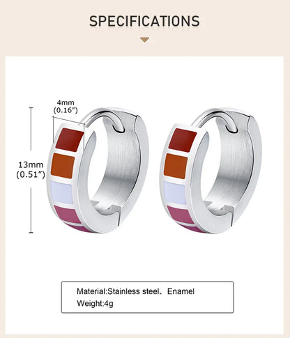 LGBT Rainbow Huggie Hoop Earring for Leibian Gay, Pride Flag Hinged Ear Piercings, Stainless Steel Jewelry