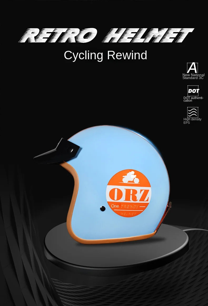 Retro semi-open motorcycle helmet cross-country motorcycle accessories motorcycle helmet 3/4 retro helmet in winter