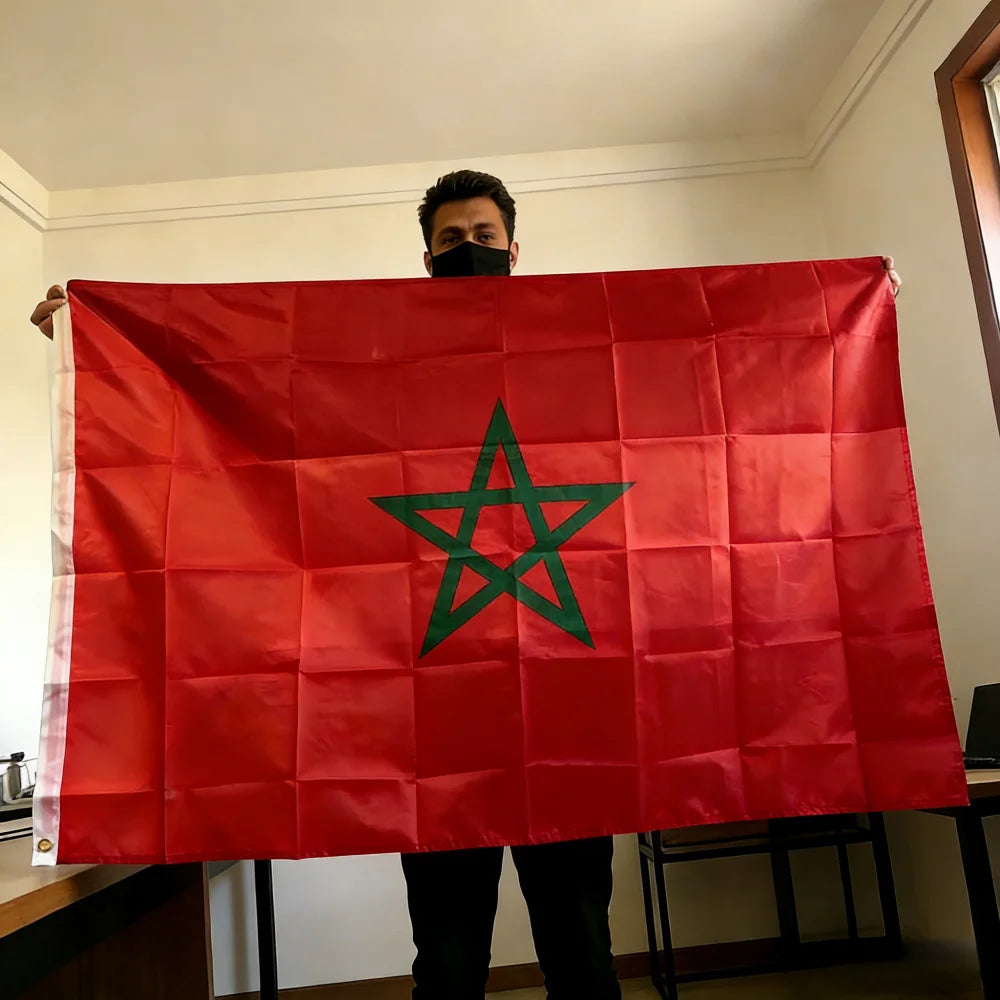 Morocco Flag 150x90cm Large 3x5 FT Moroccan National Flag Green Star Polyester Double Stitched Outdoor Indoor Decoration