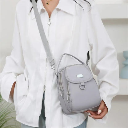 Lightweight Nylon Women's Crossbody Bag, Casual Mini Handbag with Multiple Zip Pouch, Chic Design Shoulder Bag for Everyday Use