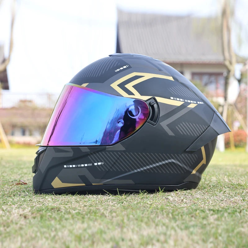 Motorcycle helmet, men's and women's dual lens full helmet, four season couple street bike safety helmet