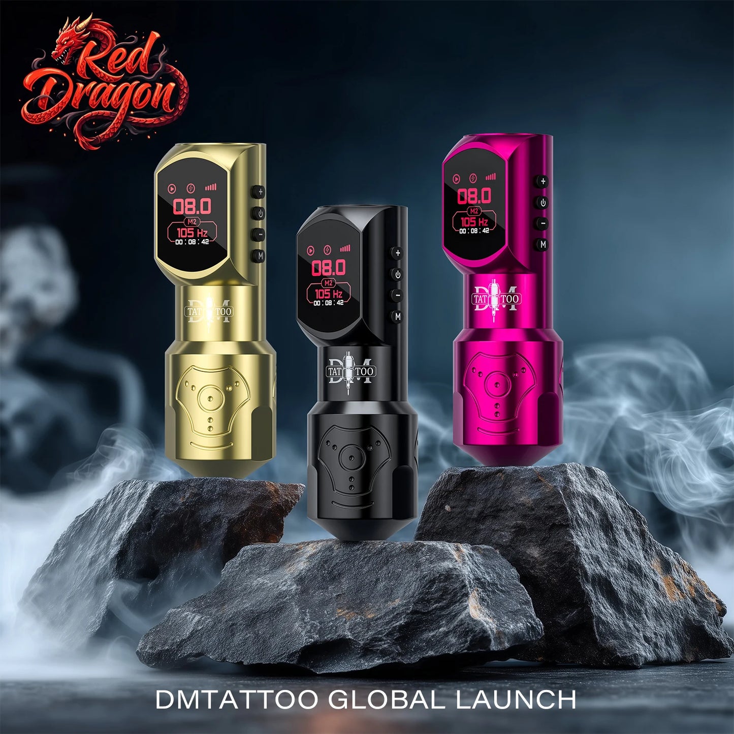 DM New Red-Dragon Wireless Tattoo Machine LED LargeScreen Customized Motor Wireless Tattoo Power Tattoo Gun For Permanent Makeup