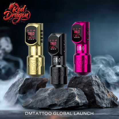 DM New Red-Dragon Wireless Tattoo Machine LED LargeScreen Customized Motor Wireless Tattoo Power Tattoo Gun For Permanent Makeup