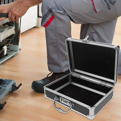 Aluminum Alloy Toolbox Portable Organizer Metal Tool Case Home Use Handle Large Capacity Storage Box Coded Lock