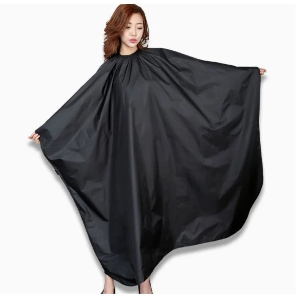 Black Hairdressing Coat Anti-fouling Neckline Hairdress Gown with Buckle Haircut Cloth for Barbershop Styling Capes