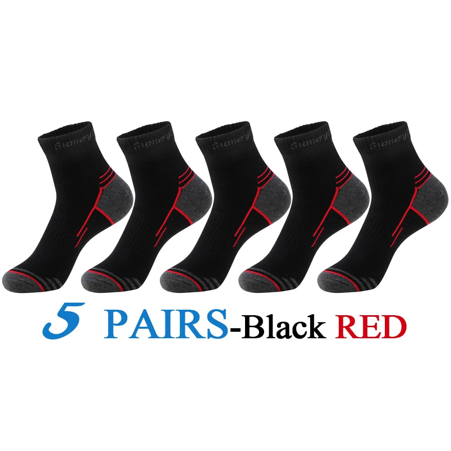 5 Pairs/Lot Mens Running Socks Casual Outdoor Sports Cotton Orange Red Stripes Compression Black 15 Styles Travel Hot Sale 2024