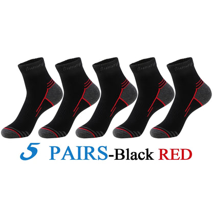 5 Pairs/Lot Mens Running Socks Casual Outdoor Sports Cotton Orange Red Stripes Compression Black 15 Styles Travel Hot Sale 2024
