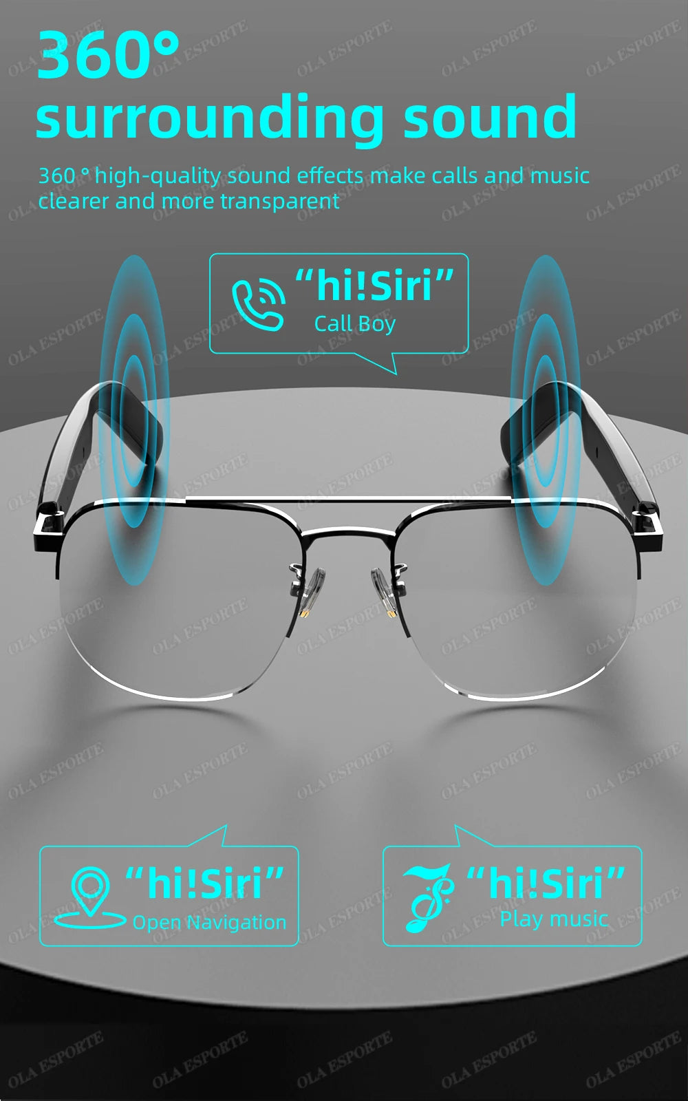 New UV400 Smart Glasses Men Women Listen Music Game Voice Assistant Wireless 5.4 Call Waterproof Anti-blue light SmartSunglasses