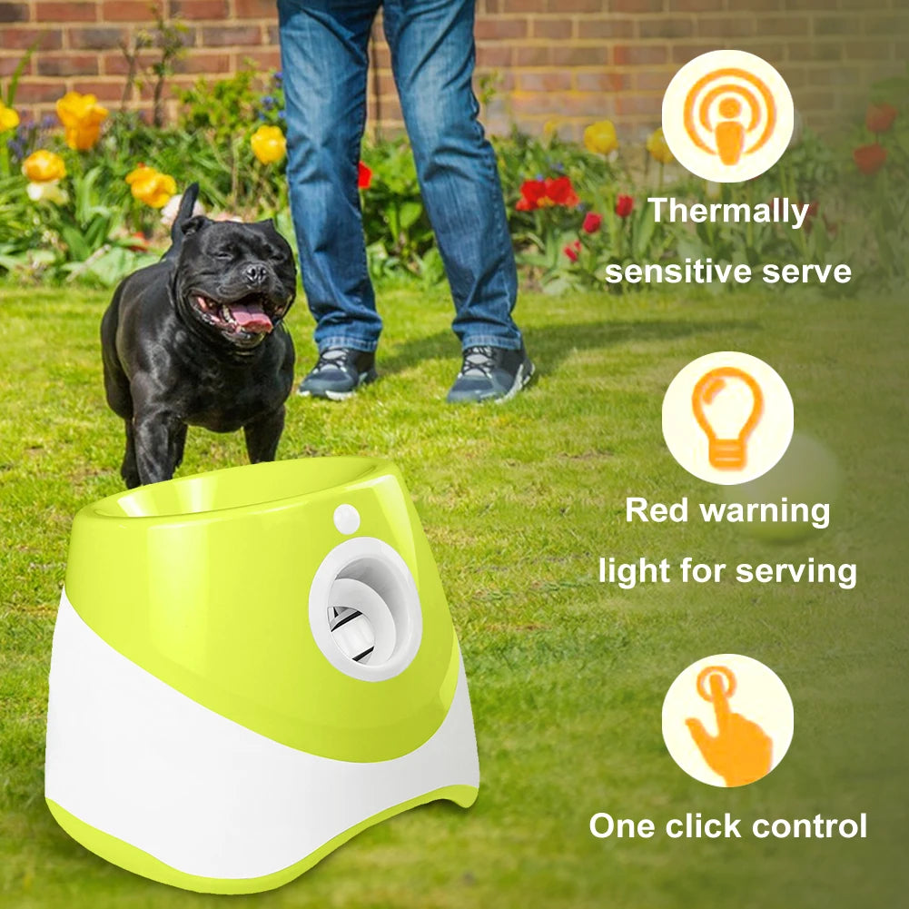 Pet Prime Automatic Dog Ball Thrower Launcher Interative Dog Fetch Machine with 3 Tennis Balls for Indoor/Outdoor Throwing Game
