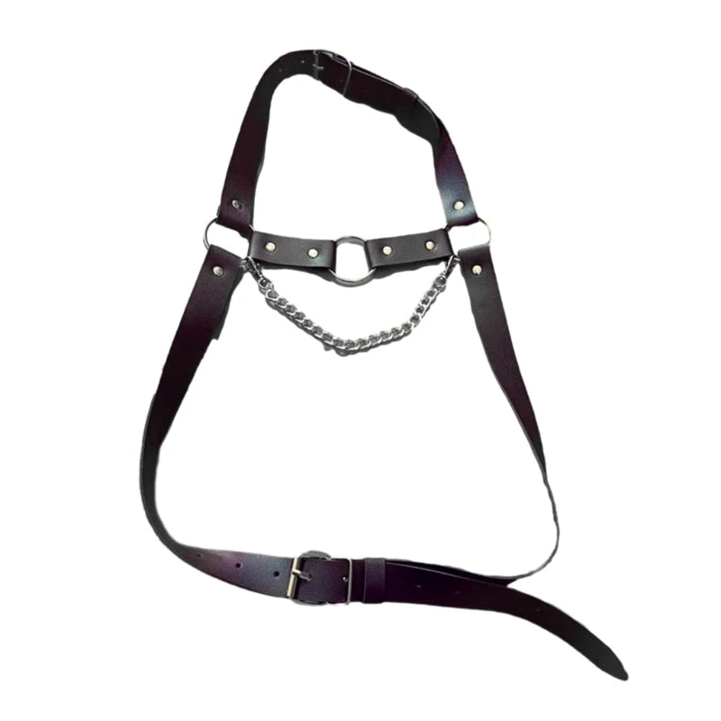 Man Leather Punk Chest Straps Harness Belt Carnivals Dance Costume