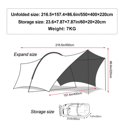 Car Awning Tent 210D Waterproof Windproof UV Sun Shelter Anti-Mosquito Beach Camping Tent Portable for Outdoor