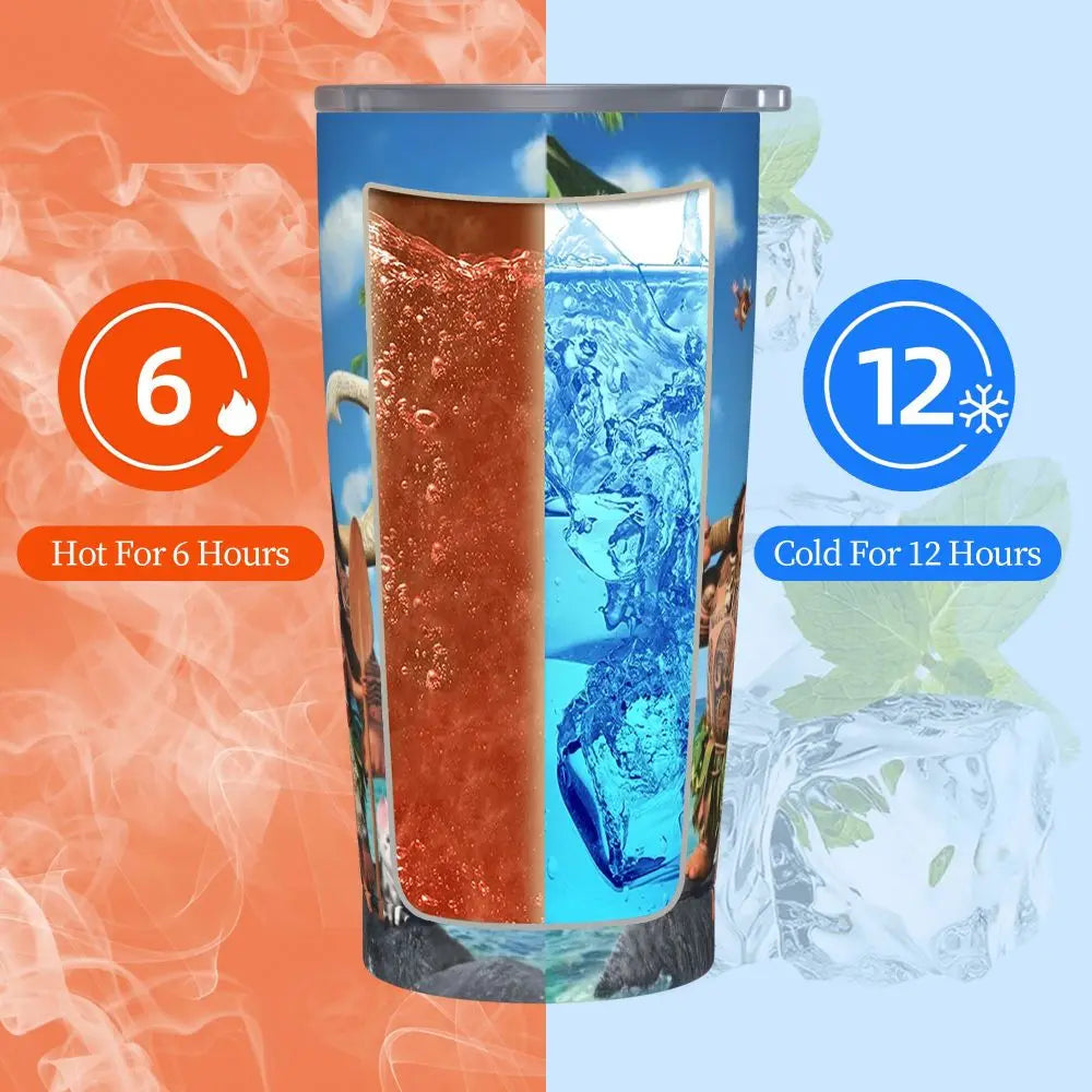 Moana and Pua Cartoon Movie Insulated Tumbler with Straws Stainless Steel Coffee Mugs Double Wall Car Bottle Cups 20oz