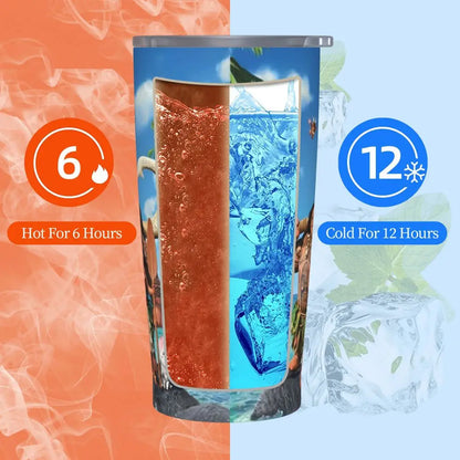 Moana and Pua Cartoon Movie Insulated Tumbler with Straws Stainless Steel Coffee Mugs Double Wall Car Bottle Cups 20oz