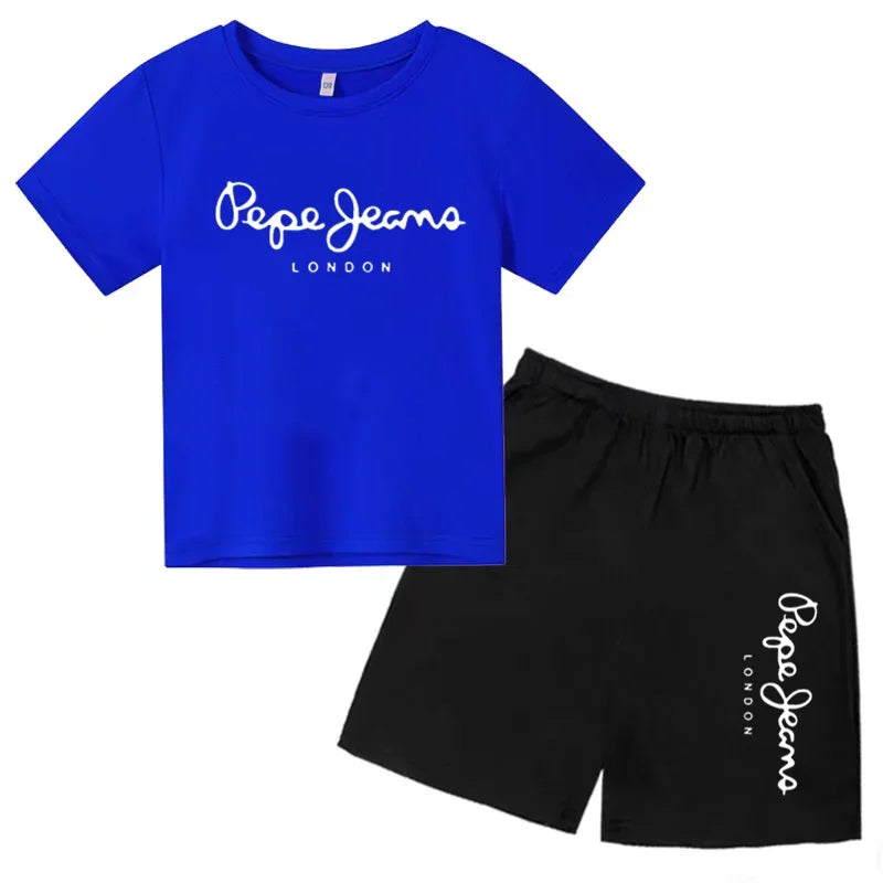 Kids Summer Fashion Casual Set - Boys Girls Toddler Clothes Charming Letter Print T-shirt with Short Sleeves And Shorts 3-12 Yea
