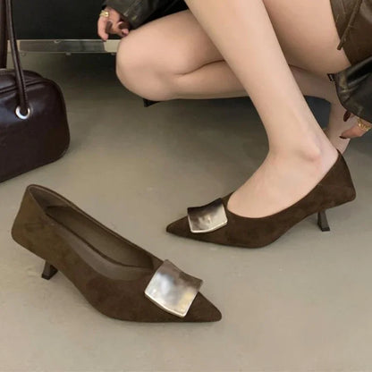 High Heels Women's Shoes Pointed Toe Fashion Sexy Shoes Suede Luxury Designer Pumps Autumn New Elegant Dress Zapatos Mujer