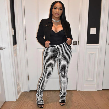 Color Block Stripes Pants Women High Waist Loose Sweatpants Women's Bodycon All-match Summer Trouseres For Female 2023